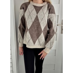 Sweter w romby beżowy