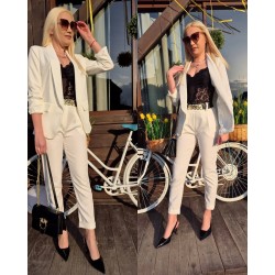 Garnitur damski biały ze...