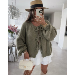 Sweter wiązany oversize khaki