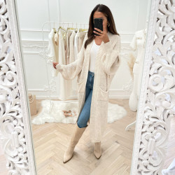 Kardigan oversize beżowy